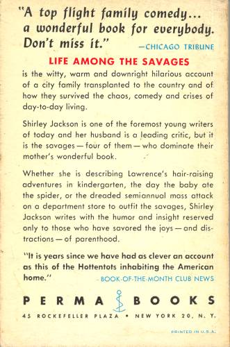 Life Among The Savages - Back Cover