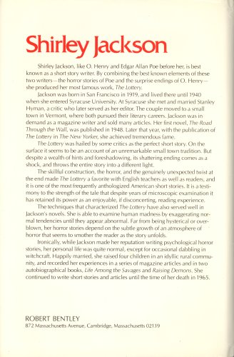 The Lottery, The Adventures of James Harris - Back Cover