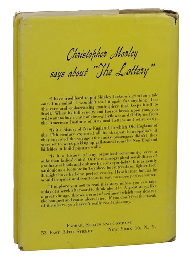 The Lottery, The Adventures of James Harris - Back Cover
