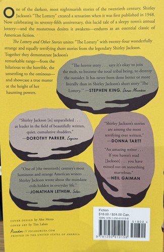 The Lottery and Other Stories - Back Cover